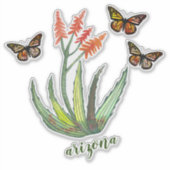 ARIZONA Waterverf Aloe Vera Succulent Butterflies Sticker (Voorkant)