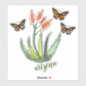 ARIZONA Waterverf Aloe Vera Succulent Butterflies Sticker (Vel)