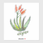 ARIZONA Waterverf Aloe Vera Succulent FLowers Sticker (Vel)