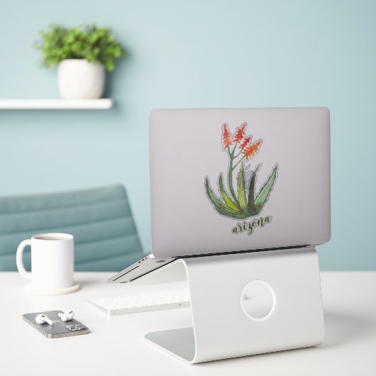 ARIZONA Waterverf Aloe Vera Succulent FLowers Sticker (Laptop op bureau)