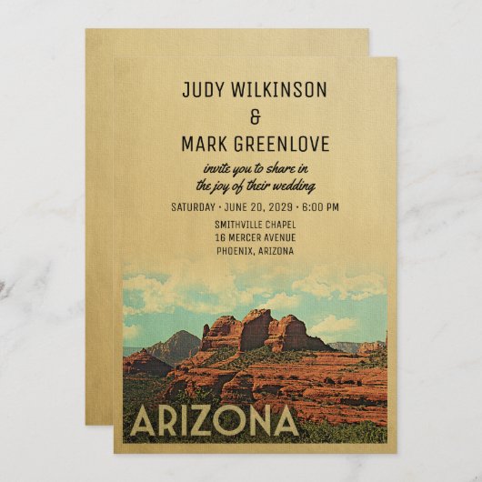 Arizona Wedding Invitation  midden-eeuw Kaart (Voorkant / Achterkant)