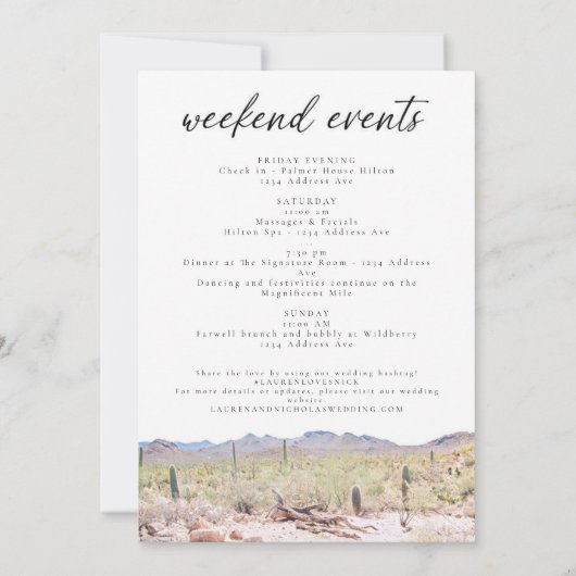 Arizona Wedding Weekend Welkom Kaart (Achterkant)