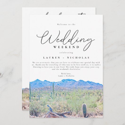Arizona Wedding Weekend Welkom Kaart (Voorkant / Achterkant)
