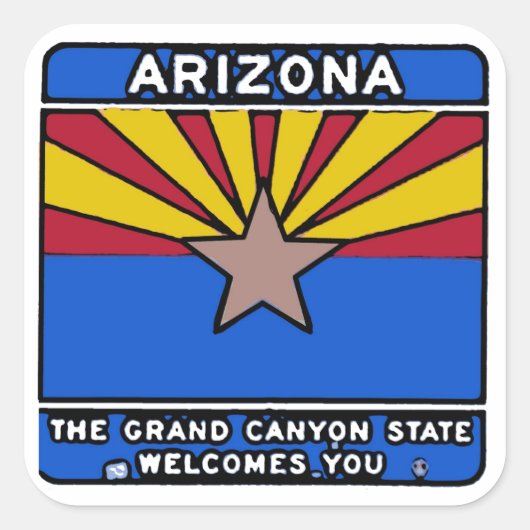 Arizona welkomstbord decoratieve vierkante sticker (Voorkant)