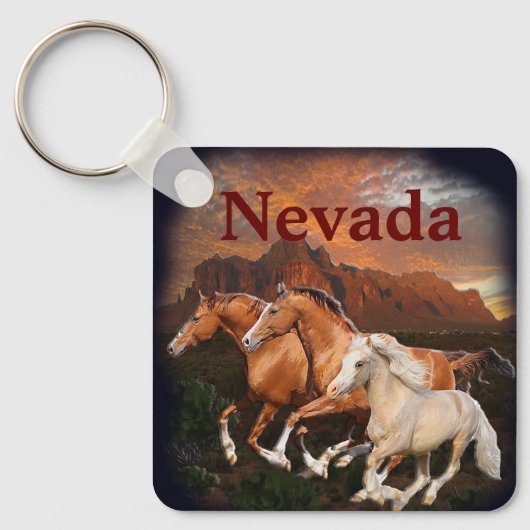 Arizona Wild paarden Sleutelhanger (Voorkant)