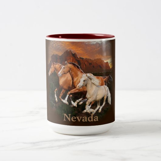 Arizona Wild paarden Tweekleurige Koffiemok (Center)