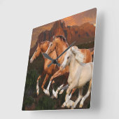 Arizona Wild paarden Vierkante Klok (Hoek)