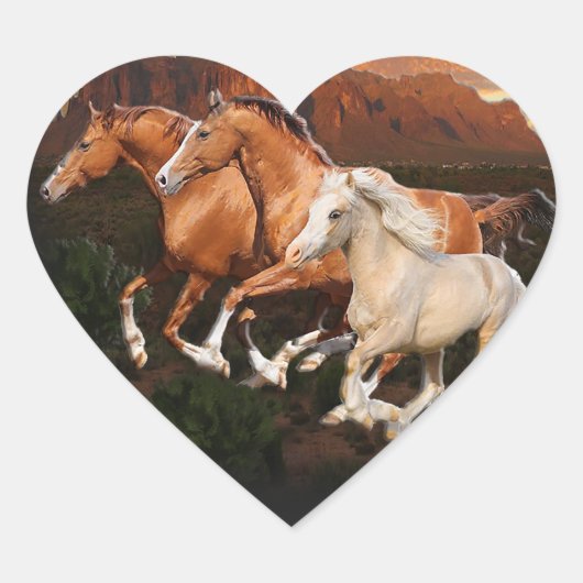 Arizona wilde paarden hart sticker (Voorkant)