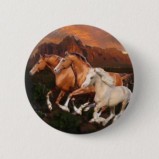 Arizona wilde paarden ronde button 5,7 cm (Voorkant)