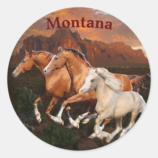 Arizona wilde paarden ronde sticker (Voorkant)