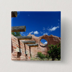 Arizona, Window Rock. Hoofdstad van de Navajo Vierkante Button 5,1 Cm