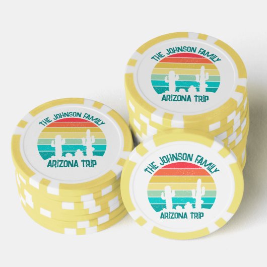 Arizona Woestijn Cactus Zonsondergang Persoonlijk Poker Chips (Opstapeling)