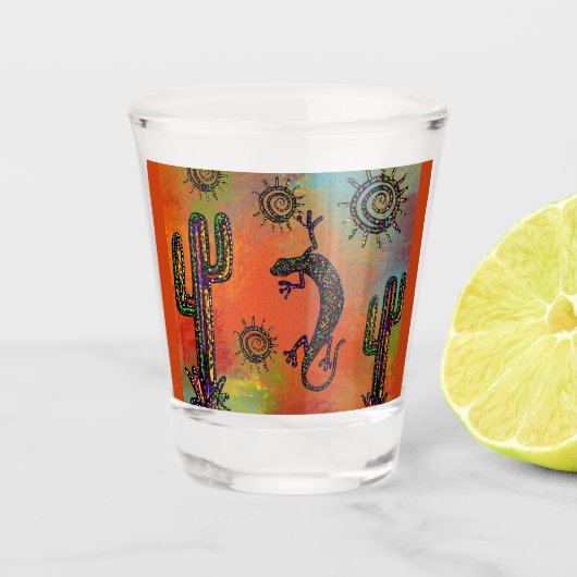 Arizona Woestijn Kunst Shot Glas (Voorkant)