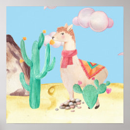 Arizona Woestijn LIama Cactus Bloemen Natuur Poster
