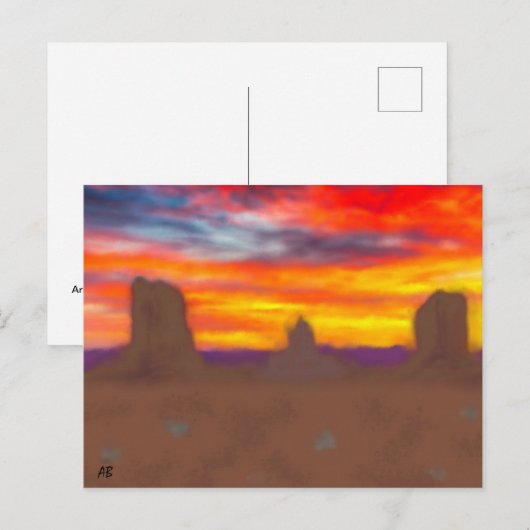 Arizona woestijn Rocks als de zon sets, Briefkaart (Voorkant / Achterkant)
