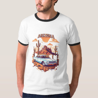 Arizona Woestijnsfeer Vintage Auto T-Shirt Design