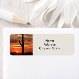 Arizona zonsondergang, cactus, etiket