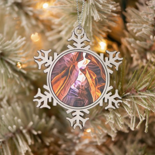 Arizona's Splendid and Majestic Antelope Canyon Tin Sneeuwvlok Ornament (Boom)