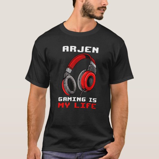 Arjen Gaming is mijn leven gepersonaliseerd T-shirt (Voorkant)