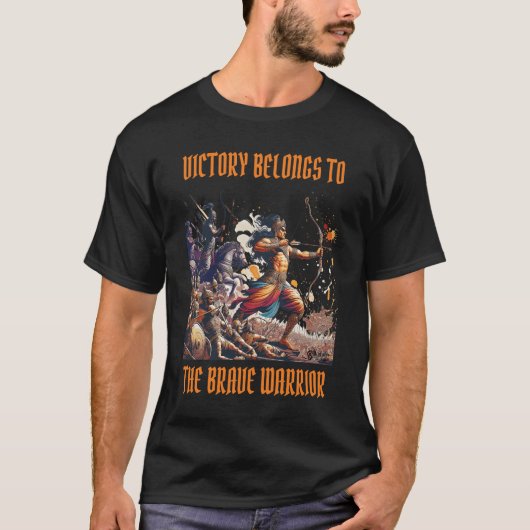 Arjuna De Krijger Mannen Zwart T-shirt (Voorkant)