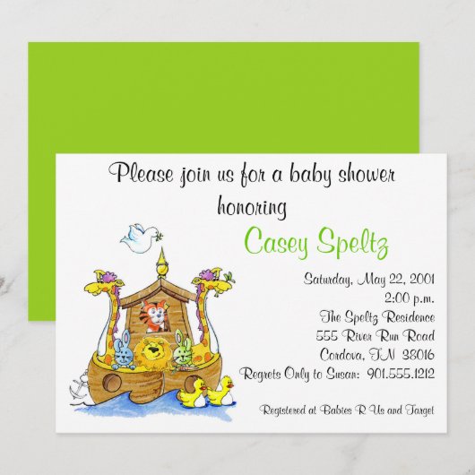 Ark Baby shower Uitnodiging (Voorkant / Achterkant)