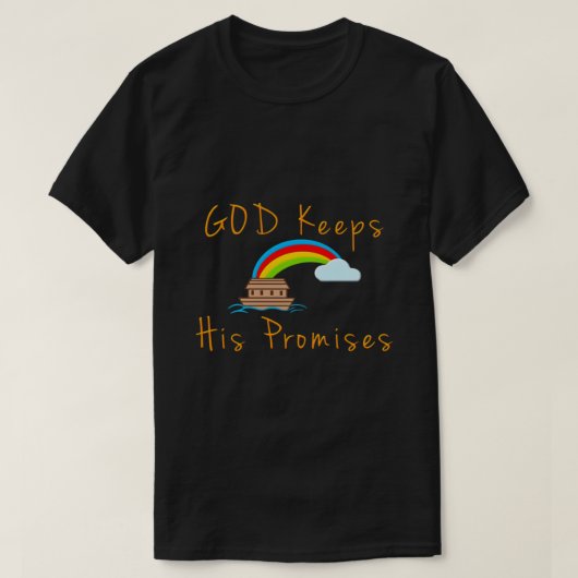 Ark en Rainbow God houdt zijn beloften aan Noah Re T-shirt (Design voorkant)