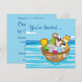 Ark van Noach | babydieren | vierkante uitnodiging (Voorkant / Achterkant)