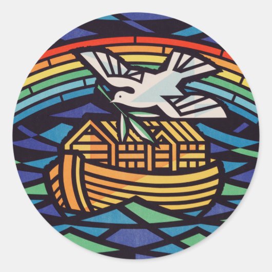 Ark van Noach met Heilige Geest Ronde Sticker (Voorkant)