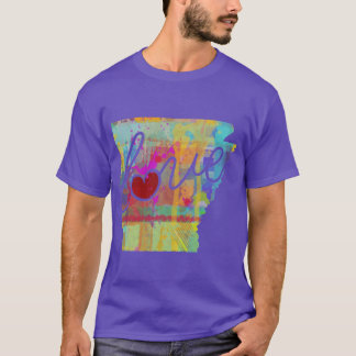 Arkansas AK Love Een Kleurrijke Aquarel Staatkaart T-shirt