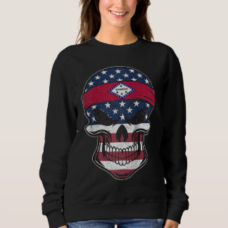 Arkansas American Flag Skull  State Flag Arkansas  Trui