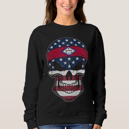 Arkansas American Flag Skull State Flag Arkansas Trui (Voorkant)