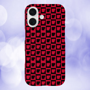 Arkansas Amerikaanse staat Rood en Zwart Patroon iPhone 16 Hoesje