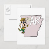 Arkansas AR Map & Douglas MacArthur Cartoon Briefkaart (Voorkant / Achterkant)