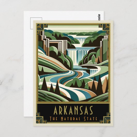 Arkansas | Art. Deco Briefkaart (Voorkant / Achterkant)