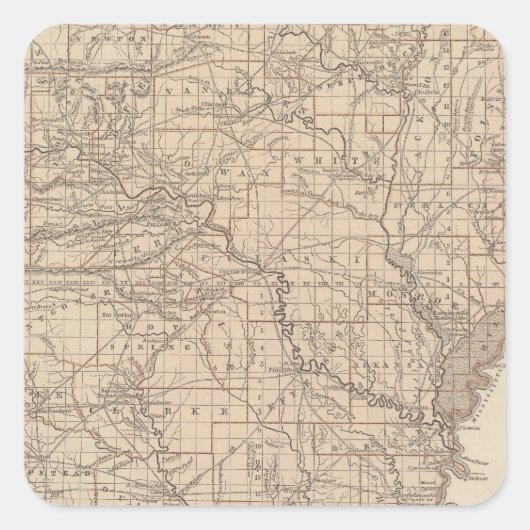 Arkansas Atlas Map Vierkante Sticker (Voorkant)