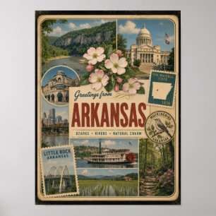 Arkansas Authentieke Vintage Stijl Poster