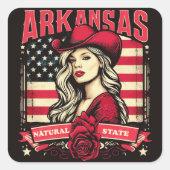 Arkansas Cowgirl Vierkante Sticker (Voorkant)