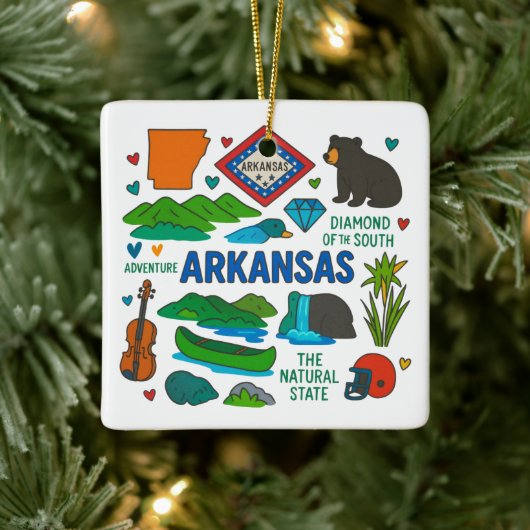 Arkansas Custom Family Trip Keepsake Kerstmis Keramisch Ornament (Boom)