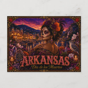 Arkansas Día de los Muertos Retro Briefkaart