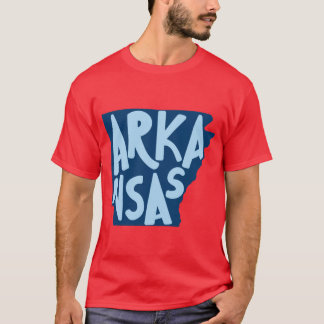 Arkansas Doodle Letters Kaart Omtrek T-shirt