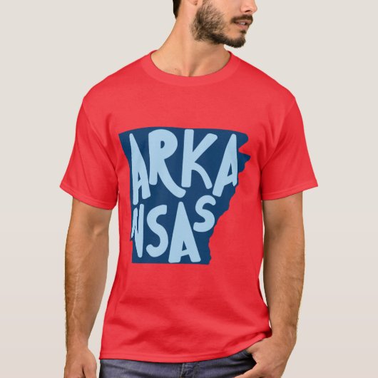 Arkansas Doodle Letters Kaart Omtrek T-shirt (Voorkant)