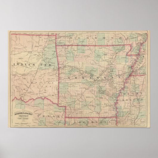 Arkansas en deel van het Indische Territorium Poster (Voorkant)