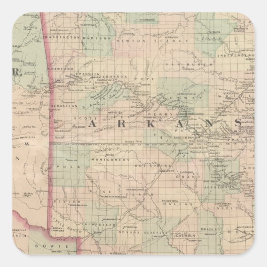 Arkansas en deel van het Indische Territorium Vierkante Sticker (Voorkant)