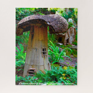 Arkansas Fairy Village. Kerstgroet Jigzaag Legpuzzel
