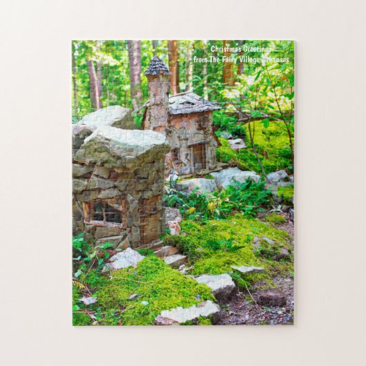 Arkansas Fairy Village. Kerstgroet Jigzaag Legpuzzel (Verticaal)