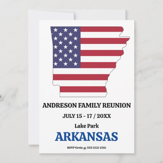 ARKANSAS FAMILY REUNION STATE KAART VERENIGDE STAT (Voorkant)