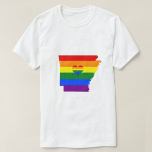 Arkansas Gay Pride Rainbow Flag Heart GLBTQ Design T-shirt