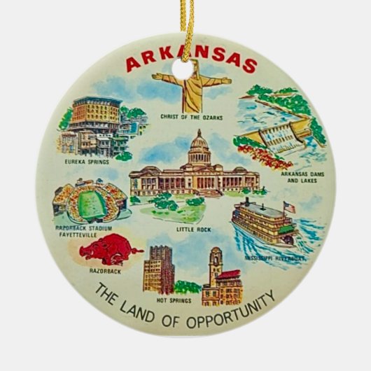 Arkansas Geïllustreerde Versiering Keramisch Ornament (Voorkant)