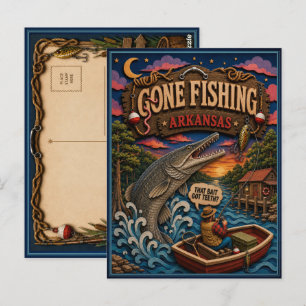 Arkansas Gone Fishing Alligator Gar Briefkaart