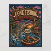 Arkansas Gone Fishing Alligator Gar Briefkaart (Voorkant)